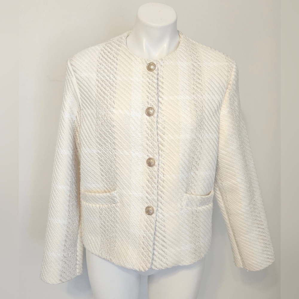 H&M Boucle Cream Snap Blazer